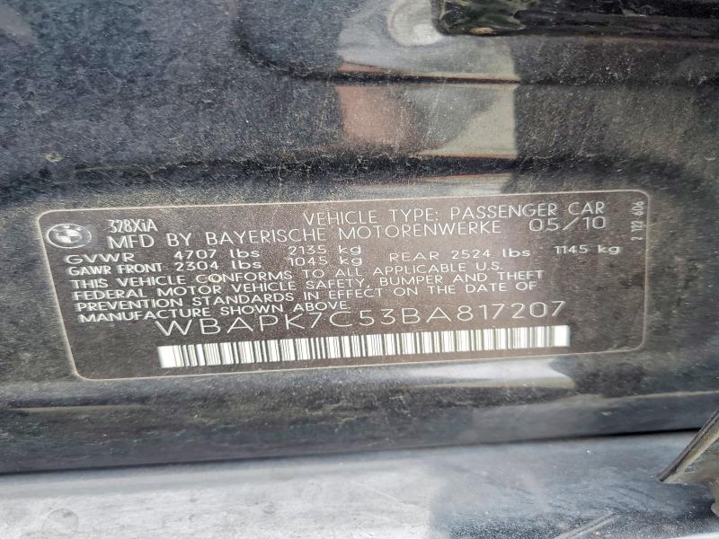 2011 Bmw 328 მანქანა იყიდება აუქციონზე, vin: WBAPK7C53BA817207, აუქციონის ნომერი: 68973566