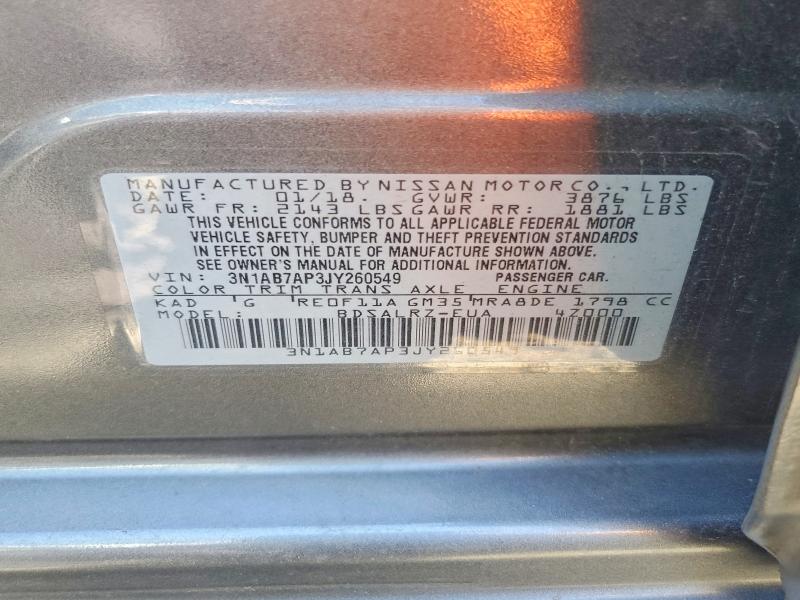 Aukcja sprzedaży 2018 Nissan Sentra, vin: 3N1AB7AP3JY260549, numer aukcji: 68132416
