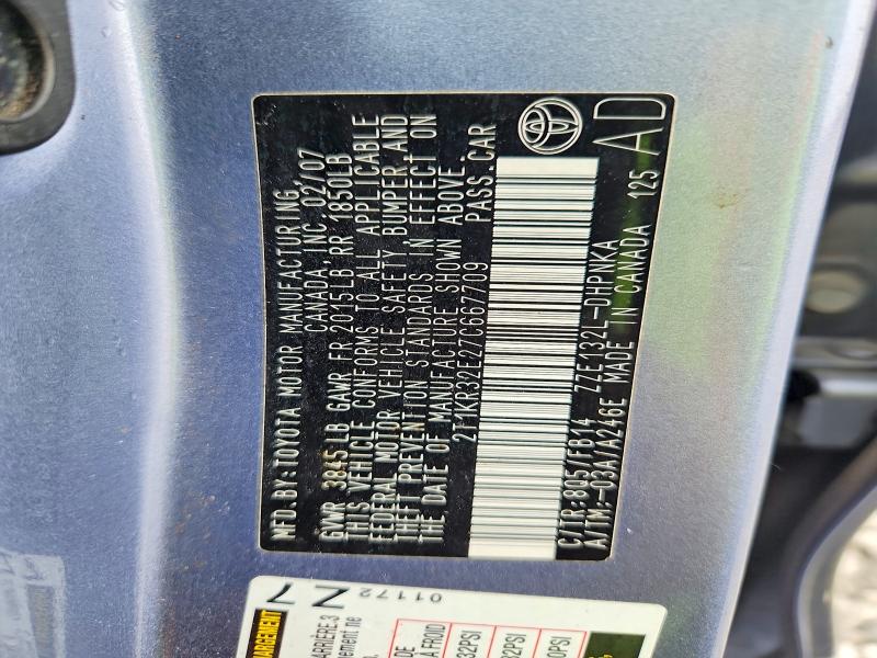 67694646 :رقم المزاد ، 2T1KR32E27C667709 vin ، 2007 Toyota Matrix مزاد بيع