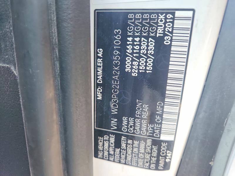 67323976 :رقم المزاد ، WD3PG2EA2K3591063 vin ، 2019 Mercedes-benz Metris مزاد بيع