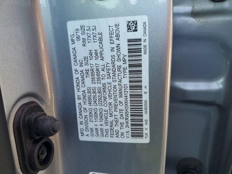 69095316 :رقم المزاد ، 2HKRW5H3XKH413101 vin ، 2019 Honda Cr-v مزاد بيع