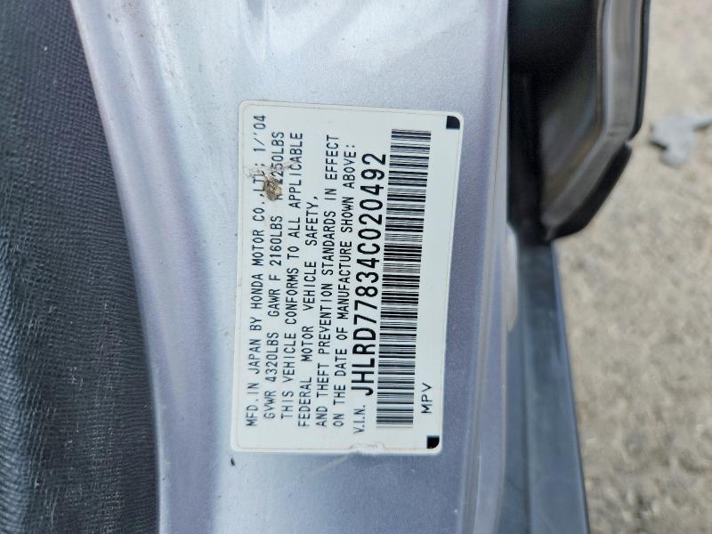 Aukcja sprzedaży 2004 Honda Cr-v, vin: JHLRD77834C020492, numer aukcji: 68492756