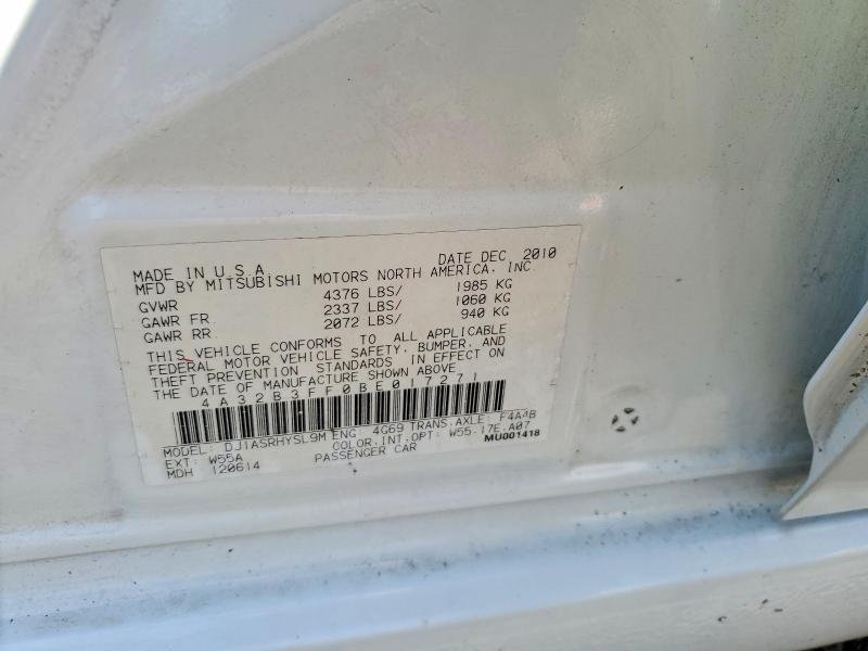 67439666 :رقم المزاد ، 4A32B3FF0BE017271 vin ، 2011 Mitsubishi Galant مزاد بيع