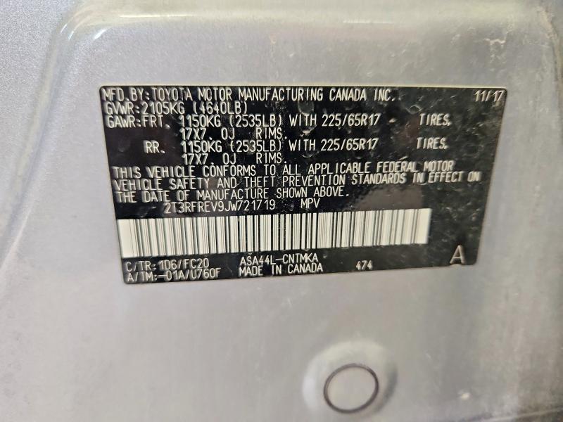 Aukcja sprzedaży 2018 Toyota Rav4, vin: 2T3RFREV9JW721719, numer aukcji: 67533756