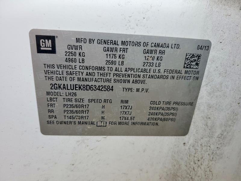Aukcja sprzedaży 2013 Gmc Terrain, vin: 2GKALUEK8D6342584, numer aukcji: 70148106