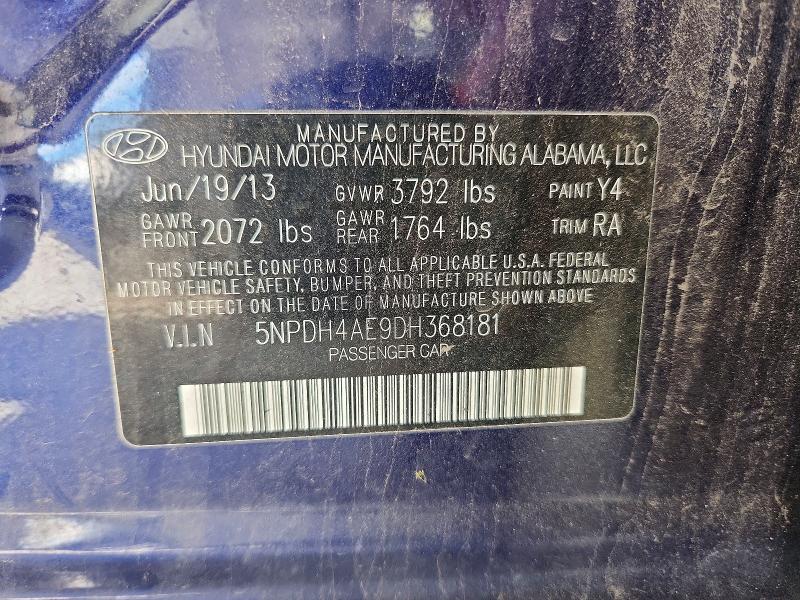 69933596 :رقم المزاد ، 5NPDH4AE9DH368181 vin ، 2013 Hyundai Elantra مزاد بيع