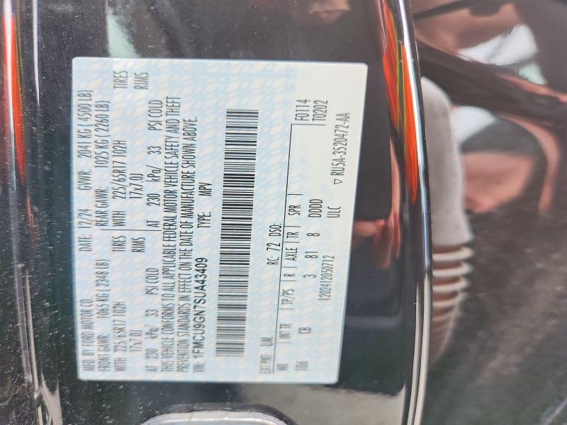 2025 Ford Escape მანქანა იყიდება აუქციონზე, vin: 1FMCU9GN7SUA43409, აუქციონის ნომერი: 70546286