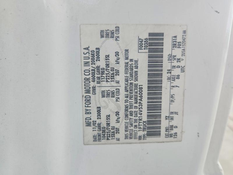 71052966 :رقم المزاد ، 1FTYR14V53PA60081 vin ، 2003 Ford Ranger مزاد بيع