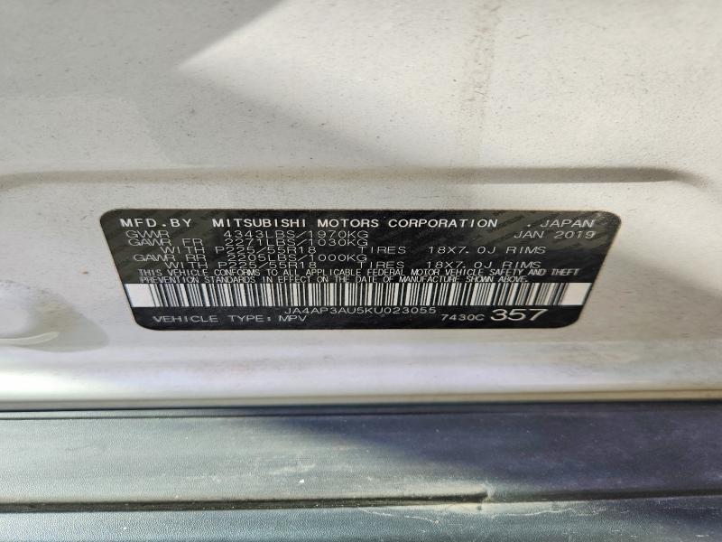 2019 Mitsubishi Outlander Sport მანქანა იყიდება აუქციონზე, vin: JA4AP3AU5KU023055, აუქციონის ნომერი: 67394796