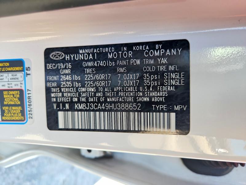 Продажа на аукционе авто 2017 Hyundai Tucson, vin: KM8J3CA49HU388652, номер лота: 70049756