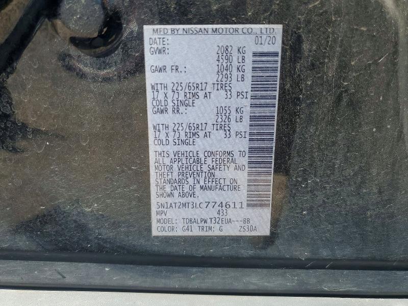 69201226 :رقم المزاد ، 5N1AT2MT3LC774611 vin ، 2020 Nissan Rogue مزاد بيع