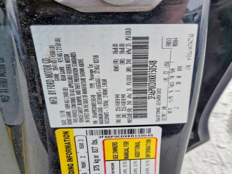 Продажа на аукционе авто 2019 Ford Fusion, vin: 3FA6P0CDXKR150548, номер лота: 69111596