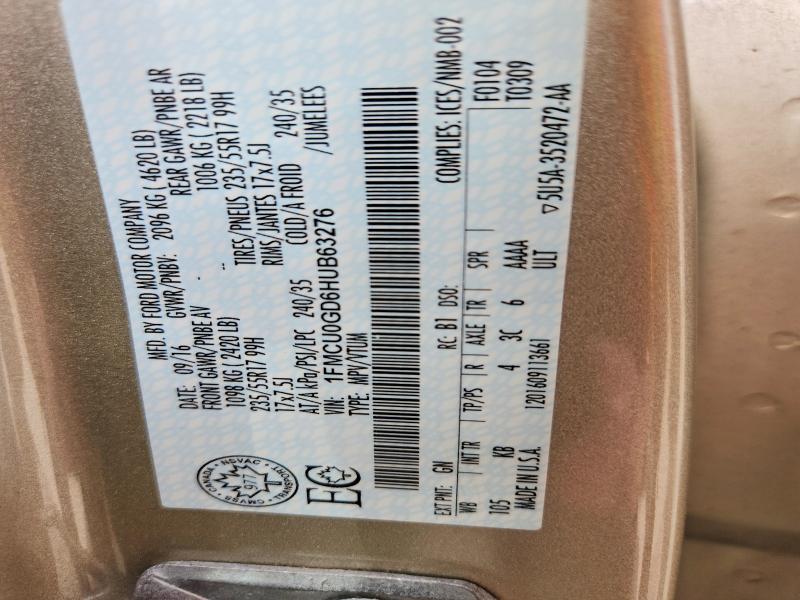 Продаж на аукціоні авто 2017 Ford Escape, vin: 1FMCU0GD6HUB63276, номер лоту: 65814316