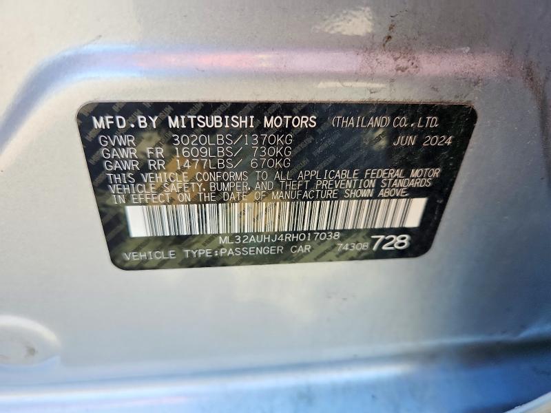 Aukcja sprzedaży 2024 Mitsubishi Mirage, vin: ML32AUHJ4RH017038, numer aukcji: 68485266