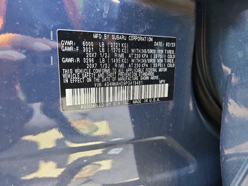 Aukcja sprzedaży 2023 Subaru Ascent, vin: 4S4WMAHD9P3419481, numer aukcji: 68833256