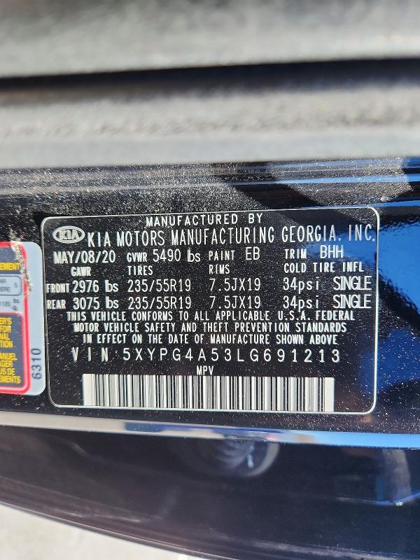 Продажа на аукционе авто 2020 Kia Sorento, vin: 5XYPG4A53LG691213, номер лота: 67691366