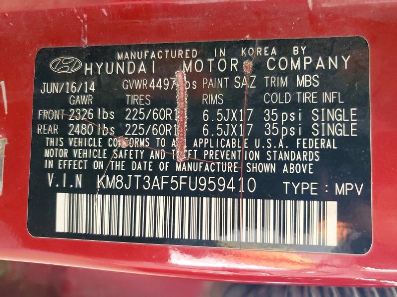 69588326 :رقم المزاد ، KM8JT3AF5FU959410 vin ، 2015 Hyundai Tucson مزاد بيع