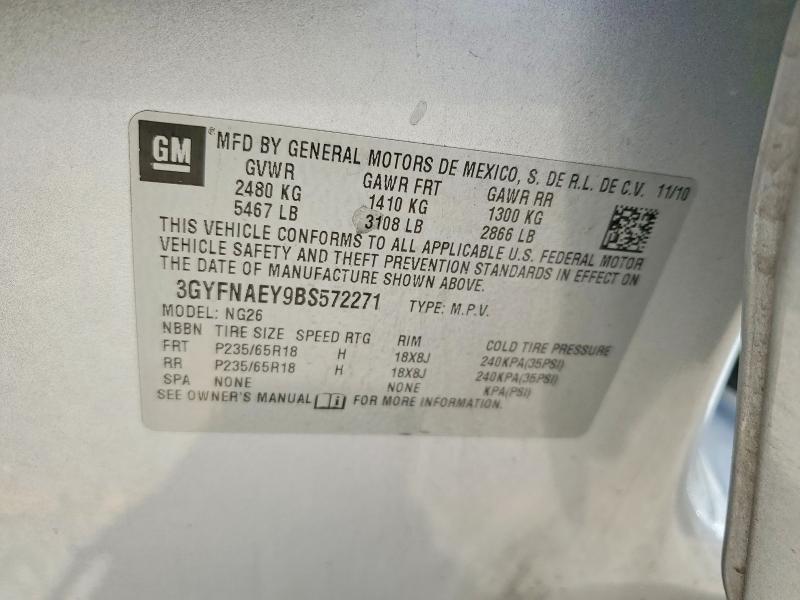 2011 Cadillac Srx მანქანა იყიდება აუქციონზე, vin: 3GYFNAEY9BS572271, აუქციონის ნომერი: 67532066