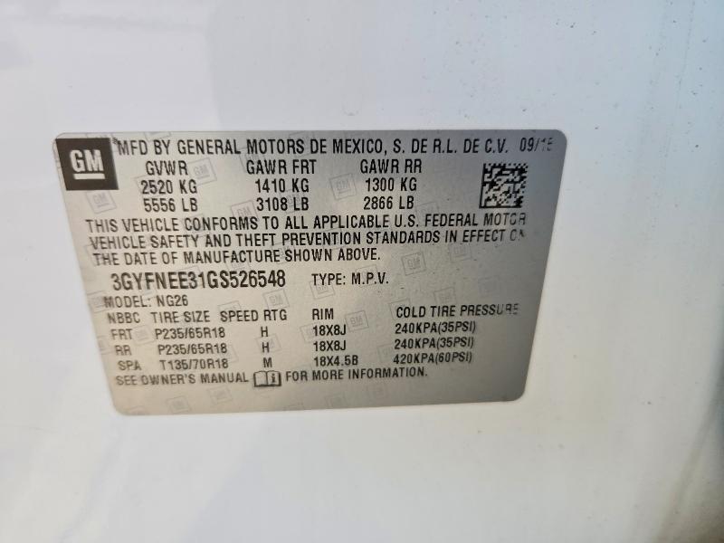 67900806 :رقم المزاد ، 3GYFNEE31GS526548 vin ، 2016 Cadillac Srx مزاد بيع