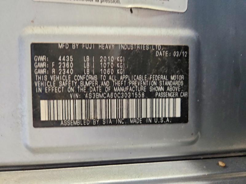 Aukcja sprzedaży 2012 Subaru Legacy, vin: 4S3BMCA60C3031558, numer aukcji: 69163976