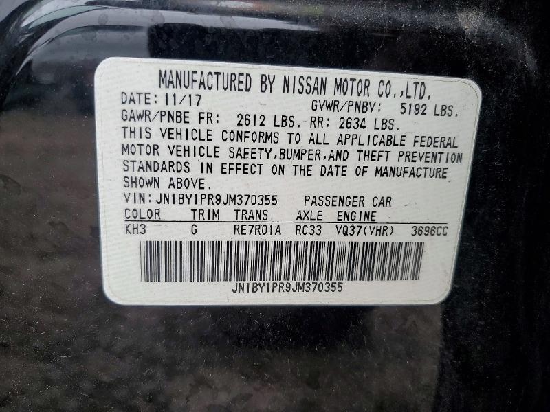 67249776 :رقم المزاد ، JN1BY1PR9JM370355 vin ، 2018 Infiniti Q70l مزاد بيع