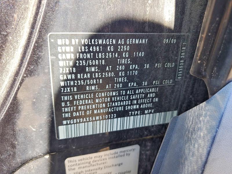 Aukcja sprzedaży 2010 Volkswagen Tiguan, vin: WVGBV9AX5AW510123        , numer aukcji: 68993046