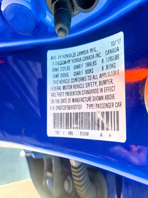 Aukcja sprzedaży 2018 Honda Civic, vin: 2HGFC2F58JH507131, numer aukcji: 68336826