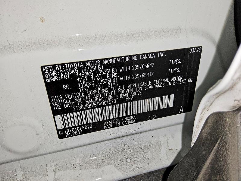 70672356 :رقم المزاد ، 2T36DRBV5TW004573 vin ، 2026 Toyota Rav4 مزاد بيع