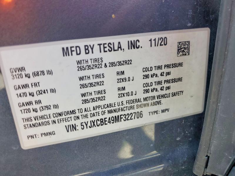 Aukcja sprzedaży 2021 Tesla Model X, vin: 5YJXCBE49MF322706, numer aukcji: 70265256