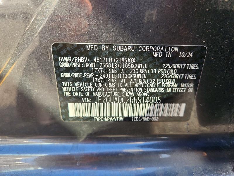 Продажа на аукционе авто 2024 Subaru Crosstrek, vin: JF2GUADC2RH914005, номер лота: 67537926