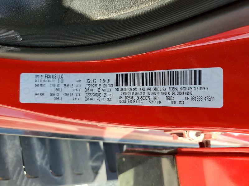 67701666 :رقم المزاد ، 1C6SRFLT2KN563670 vin ، 2019 Ram 1500 مزاد بيع