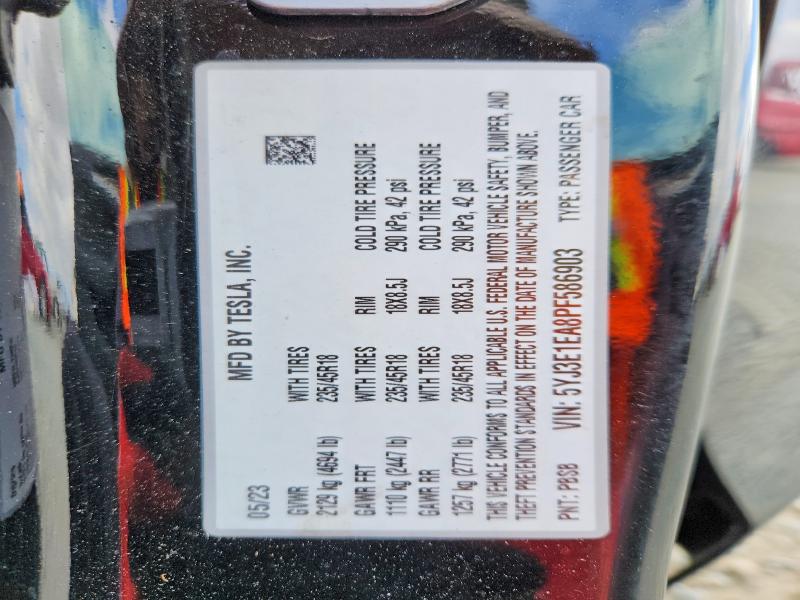 Продаж на аукціоні авто 2023 Tesla Model 3, vin: 5YJ3E1EA8PF586903, номер лоту: 69392176