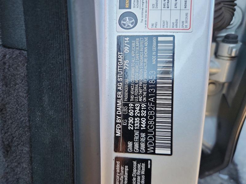 2015 Mercedes-benz S მანქანა იყიდება აუქციონზე, vin: WDDUG8CB2FA131853, აუქციონის ნომერი: 67483146