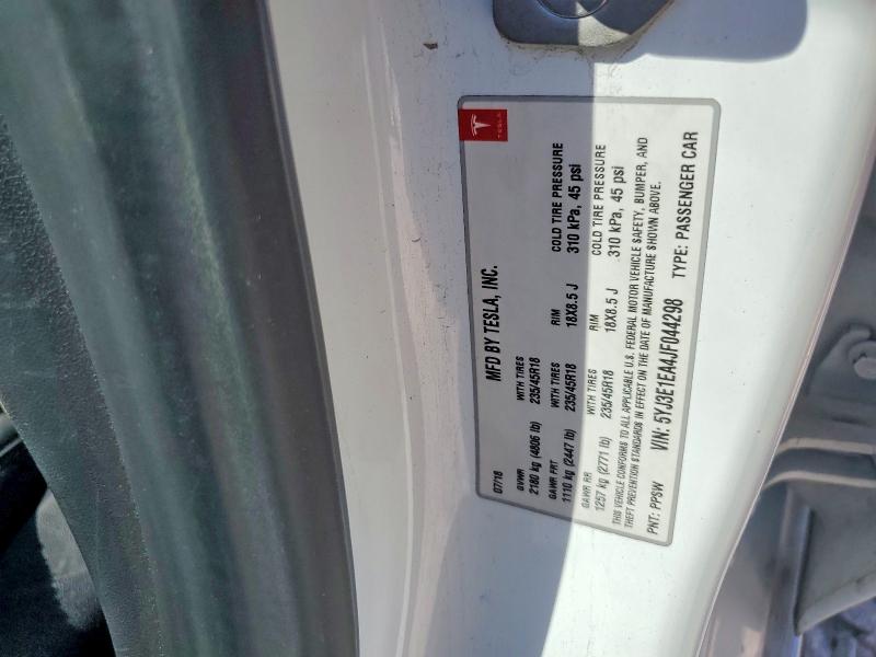 2018 Tesla Model 3 მანქანა იყიდება აუქციონზე, vin: 5YJ3E1EA4JF044298, აუქციონის ნომერი: 68262926