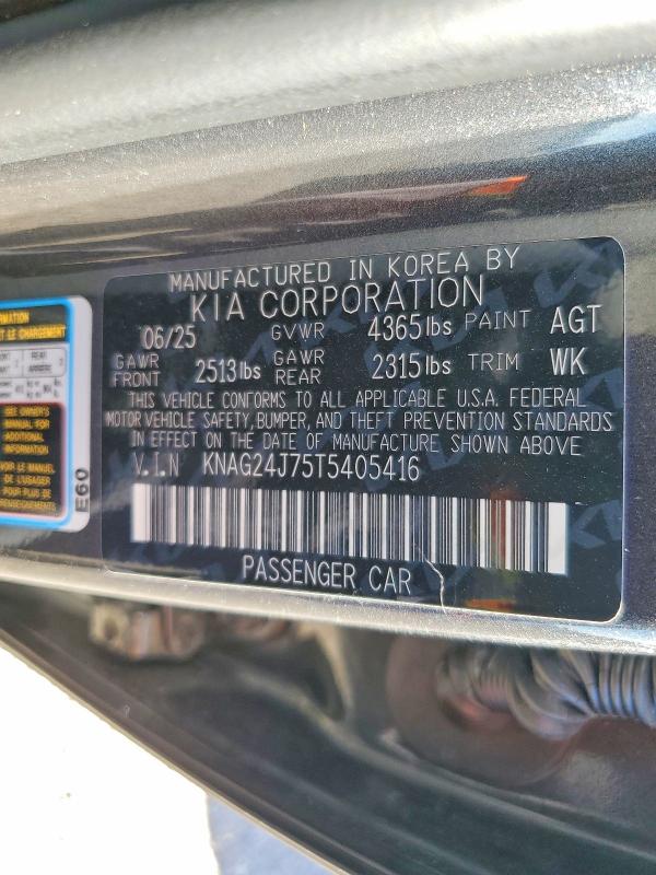 Продажа на аукционе авто 2026 Kia K5, vin: KNAG24J75T5405416, номер лота: 70319396