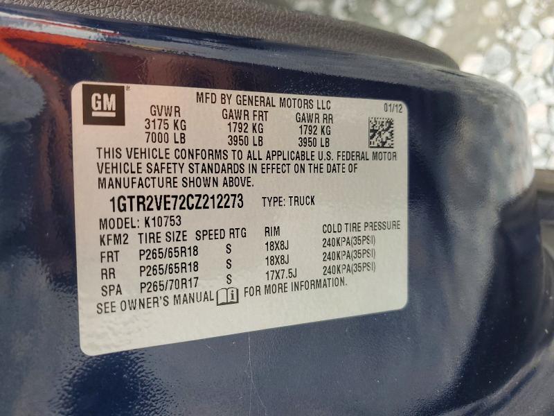 70129506 :رقم المزاد ، 1GTR2VE72CZ212273 vin ، 2012 Gmc Sierra مزاد بيع
