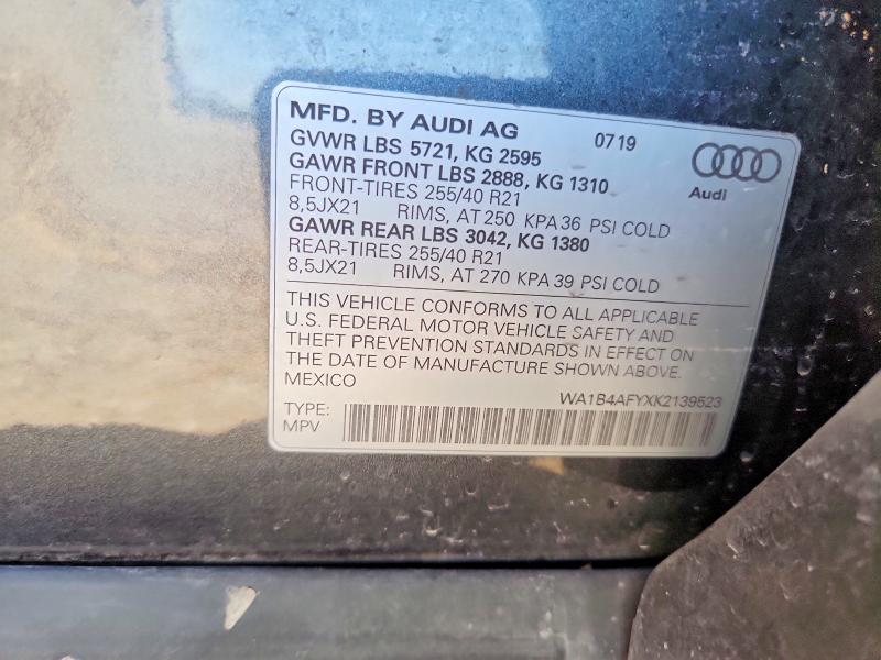 Продажа на аукционе авто 2019 Audi Sq5, vin: WA1B4AFYXK2139523, номер лота: 67522646