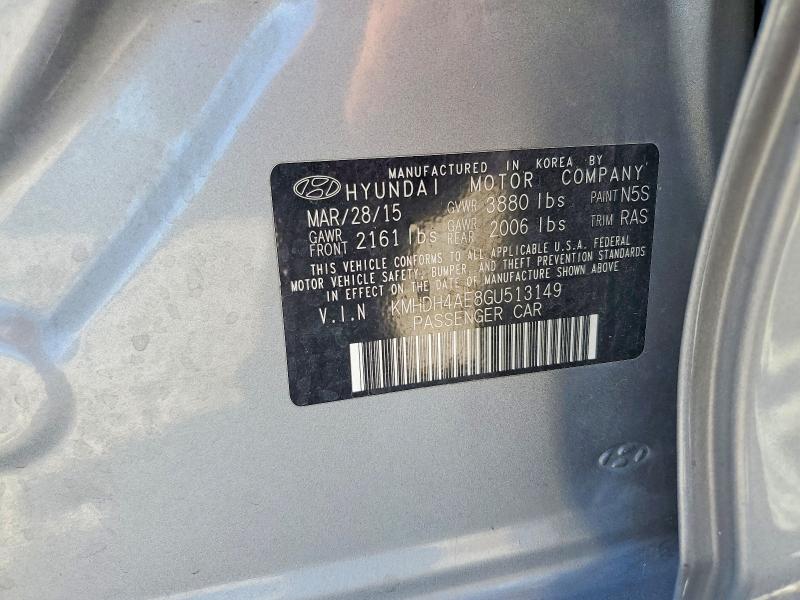 Продаж на аукціоні авто 2016 Hyundai Elantra, vin: KMHDH4AE8GU513149, номер лоту: 68790206