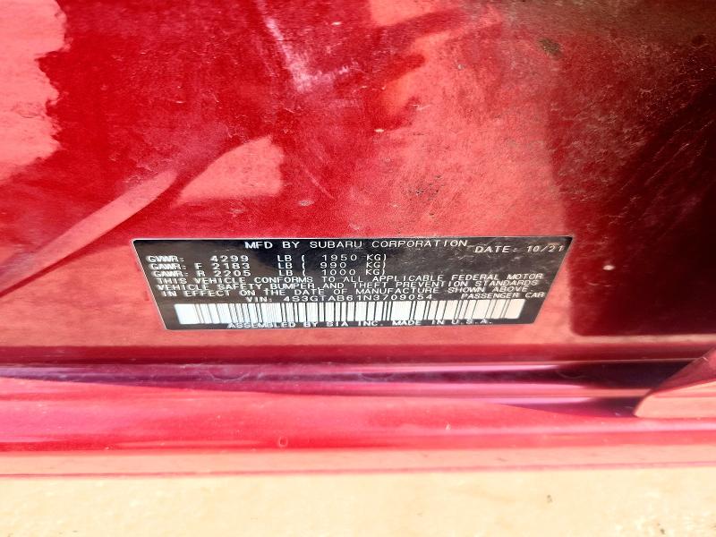 Aukcja sprzedaży 2022 Subaru Impreza, vin: 4S3GTAB61N3709054, numer aukcji: 67153526
