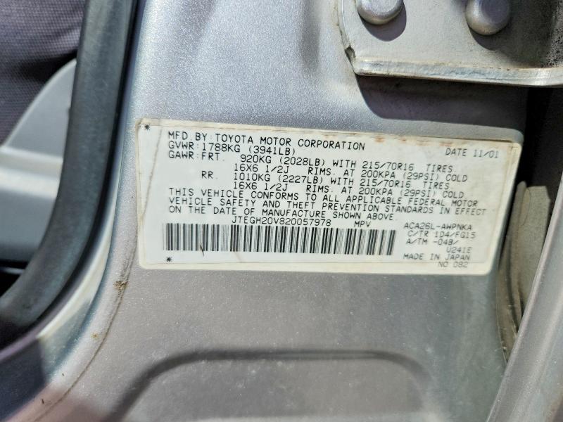Aukcja sprzedaży 2002 Toyota Rav4, vin: JTEGH20V820057978, numer aukcji: 70673286