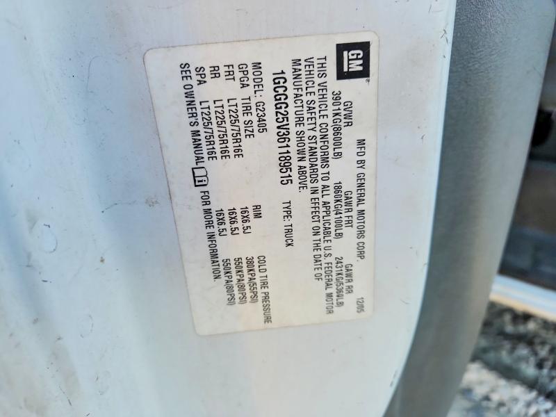 Продаж на аукціоні авто 2006 Chevrolet Express G2500, vin: 1GCGG25V361189515, номер лоту: 70606516