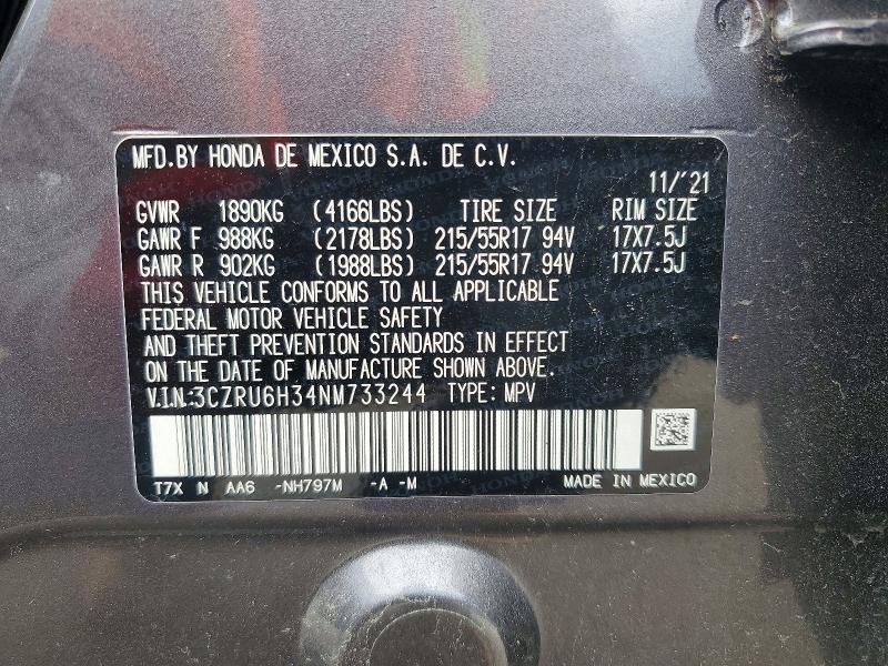 Auction sale of the 2022 Honda Hr-v, vin: 3CZRU6H34NM733244, lot number: 69920666