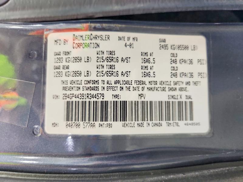 2001 Dodge Grand Caravan მანქანა იყიდება აუქციონზე, vin: 2B4GP44391R344579, აუქციონის ნომერი: 67810646