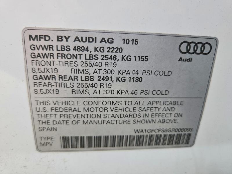 Aukcja sprzedaży 2016 Audi Q3, vin: WA1GFCFS6GR008093, numer aukcji: 68744806