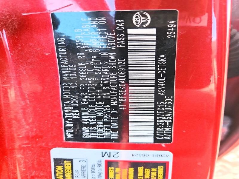 2010 Toyota Camry მანქანა იყიდება აუქციონზე, vin: 4T1BF3EK0AU069120, აუქციონის ნომერი: 70646806