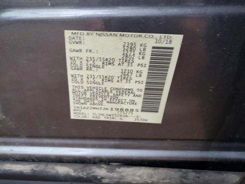 Aukcja sprzedaży 2018 Nissan Murano, vin: 5N1AZ2MH3JN198885, numer aukcji: 68042046
