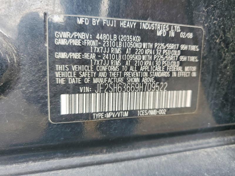 Продажа на аукционе авто 2009 Subaru Forester, vin: JF2SH63669H709522, номер лота: 69685496