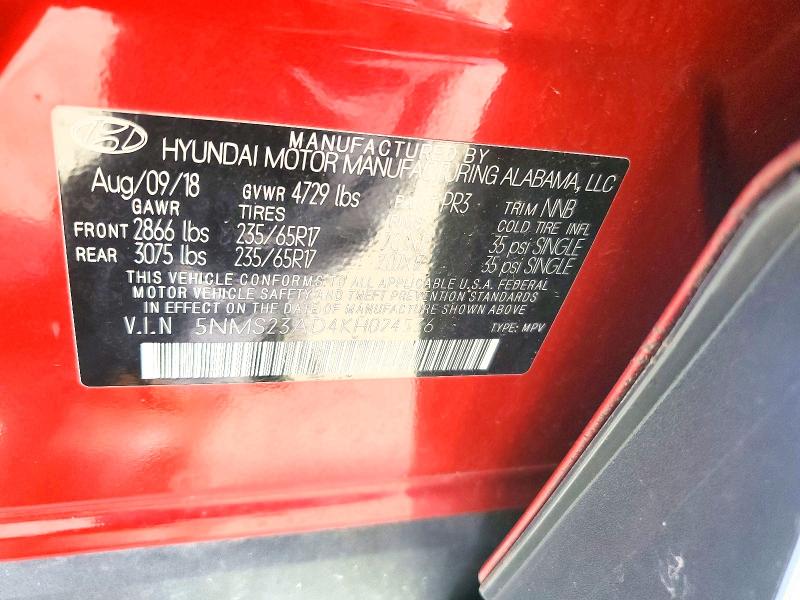 Aukcja sprzedaży 2019 Hyundai Santa Fe, vin: 5NMS23AD4KH024536, numer aukcji: 66520126