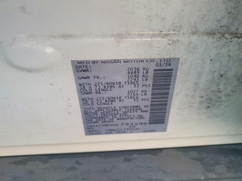 67930426 :رقم المزاد ، 5N1AT2MTXGC793596 vin ، 2016 Nissan Rogue مزاد بيع