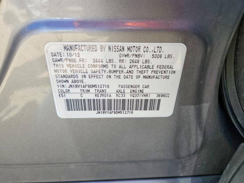 Aukcja sprzedaży 2013 Infiniti M37, vin: JN1BY1AP9DM512716, numer aukcji: 70125206
